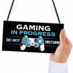 Gaming In Progress Gamer Gift Gaming Sign For Boys Bedroom