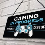 Gaming In Progress Gamer Gift Gaming Sign For Boys Bedroom