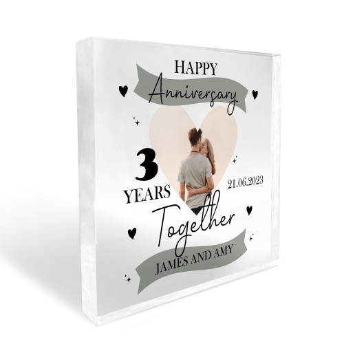 3rd Anniversary Gift Personalised Photo Block Husband