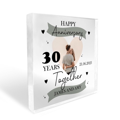 30th Wedding Anniversary Gift Personalised Photo Block Husband