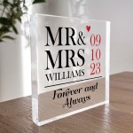 Wedding Day Gifts Personalised Mr And Mrs Gift Acrylic Block