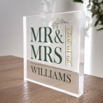 Wedding Gifts Personalised Mr And Mrs Gift Acrylic Block