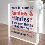 Auntie And Uncle Plaque Acrylic Block Gift For Auntie Uncle