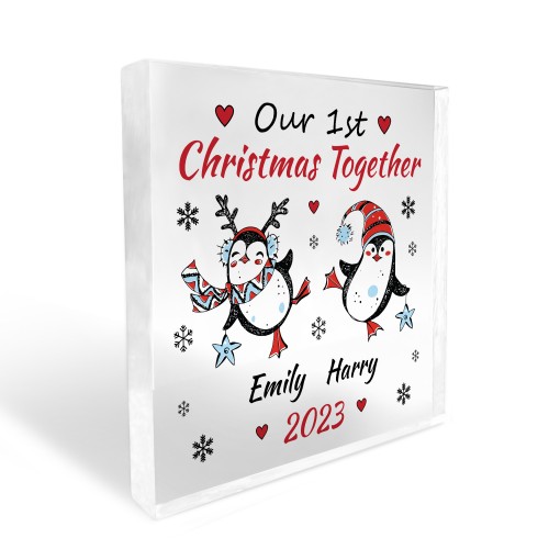 Our 1st Christmas Together Decoration Personalised Block Gift