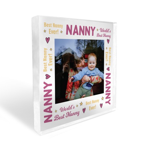 Nanny Gifts Personalised Photo Block Gift For Nanny Nanna