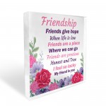 Friendship Gift For Women Acrylic Block Friendship Sign