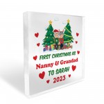 First Christmas As Nanny And Grandad Gift Personalised Block