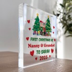 First Christmas As Nanny And Grandad Gift Personalised Block