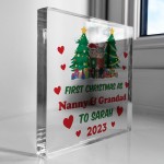 First Christmas As Nanny And Grandad Gift Personalised Block