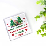 First Christmas As Nanny And Grandad Gift Personalised Block