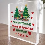 First Christmas As Nanny And Grandad Gift Personalised Block