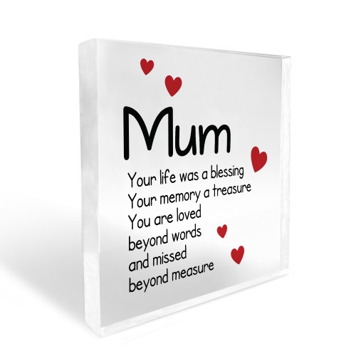 Remembrance Gift For Mum Acrylic Block Mum Memorial Plaque