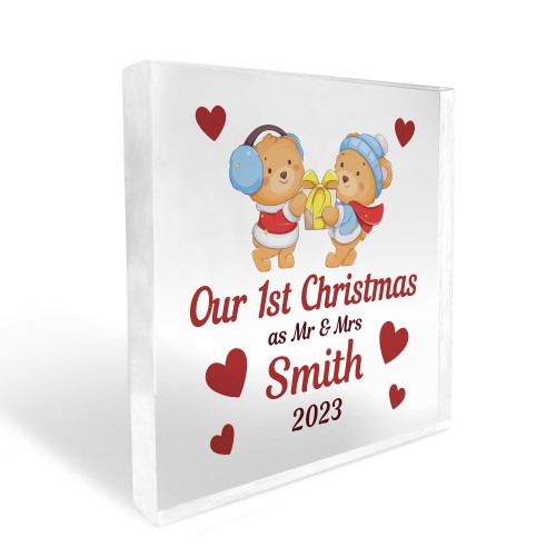 Our 1st Christmas As Mr And Mrs Personalised Block Wedding Gift