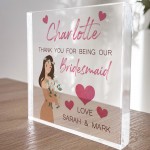 Thank You For Being Our Bridesmaid Gift Personalised Block