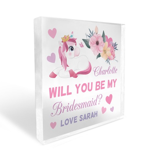 Will You Be My Bridesmaid Gift Personalised Block Bridesmaid