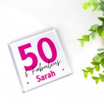 50th Birthday Gift Personalised Acrylic Block 50 And Fabulous