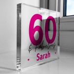 60th Birthday Gift Personalised Acrylic Block 60 And Fabulous