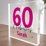 60th Birthday Gift Personalised Acrylic Block 60 And Fabulous