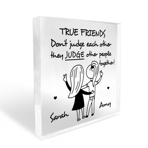 TRUE FRIENDS Plaque Friendship Gift Personalised Christmas