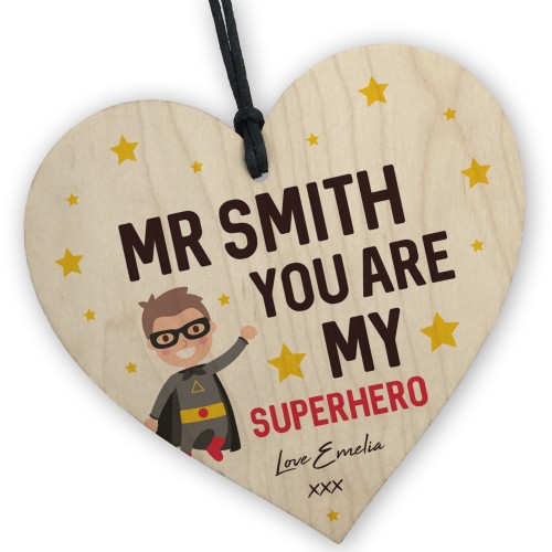 Personalised Teacher Gifts For Him Wood Heart Teacher Thank You 