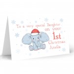 Personalised Elephant 1st Christmas Card For Daughter