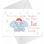 Personalised Elephant 1st Christmas Card For Daughter