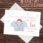 Personalised Elephant 1st Christmas Card For Daughter