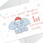 Personalised Elephant 1st Christmas Card For Daughter