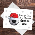 Personalised Christmas Card For Godson Football Card Handmade