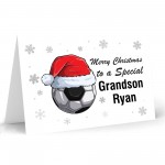 Personalised Christmas Card For Grandson Football Card Handmade