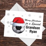 Personalised Christmas Card For Grandson Football Card Handmade