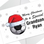 Personalised Christmas Card For Grandson Football Card Handmade