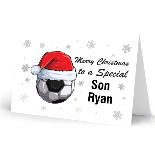 Personalised Christmas Card For Son Football Card Handmade