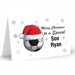 Personalised Christmas Card For Son Football Card Handmade