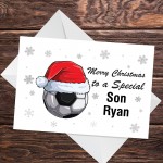 Personalised Christmas Card For Son Football Card Handmade