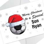 Personalised Christmas Card For Son Football Card Handmade