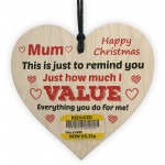 Funny Christmas Joke Gift For Mum Wood Heart Gift For Mum