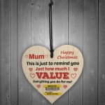 Funny Christmas Joke Gift For Mum Wood Heart Gift For Mum