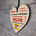 Funny Christmas Joke Gift For Mum Wood Heart Gift For Mum