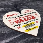 Funny Christmas Joke Gift For Mum Wood Heart Gift For Mum