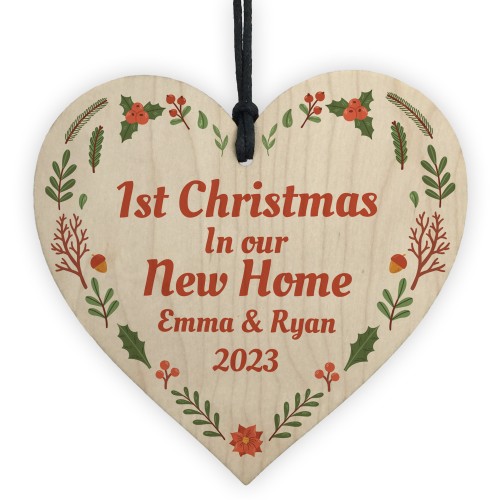 Personalised First Christmas In New Home Wooden Christmas Bauble