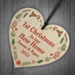 Personalised First Christmas In New Home Wooden Christmas Bauble