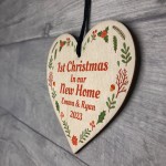 Personalised First Christmas In New Home Wooden Christmas Bauble