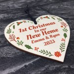 Personalised First Christmas In New Home Wooden Christmas Bauble