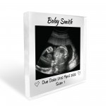 Personalised Baby Scan Acrylic Block Baby Announcement Gift