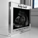 Personalised Baby Scan Acrylic Block Baby Announcement Gift