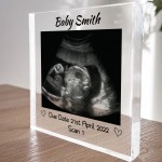 Personalised Baby Scan Acrylic Block Baby Announcement Gift