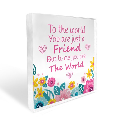 Friendship Sign Floral Acrylic Block Best Friend Christmas