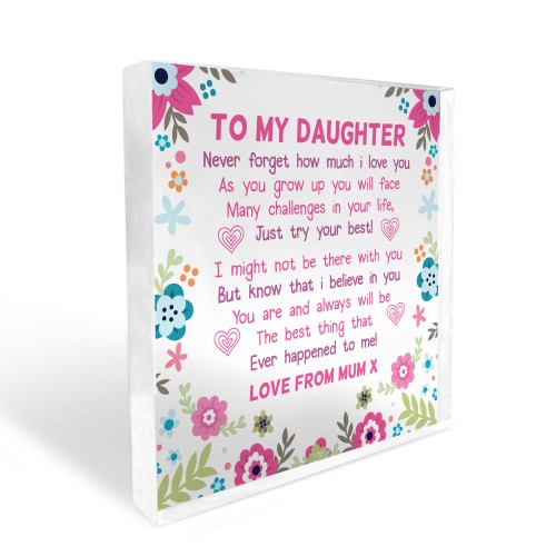 Daughter Gifts From Mum Acrylic Freestanding Keepsake Plaque 