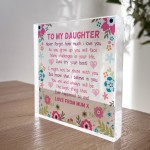 Daughter Gifts From Mum Acrylic Freestanding Keepsake Plaque 